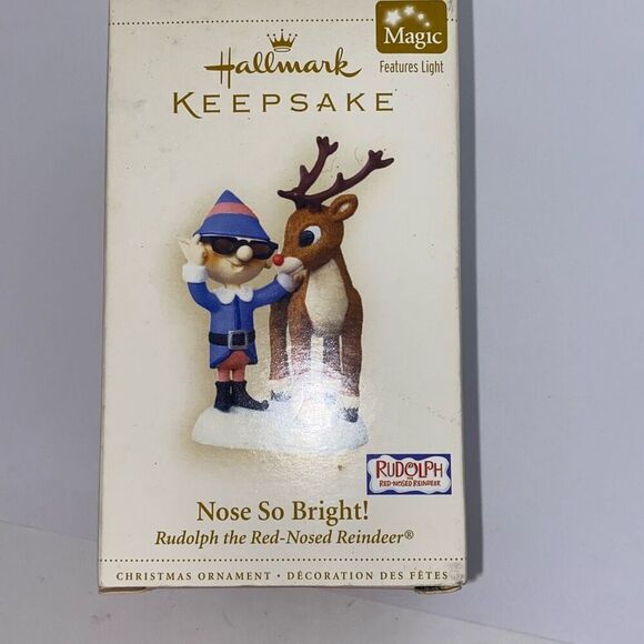Hallmark Nose So Bright Rudolph The Red Nose Reindeer Magic Light Ornament NWOT - Picture 1 of 8